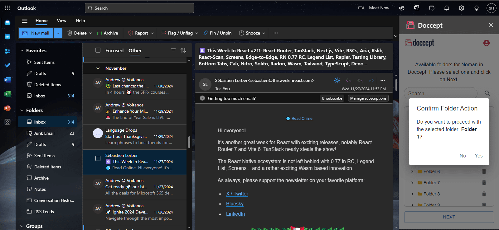 Doccept Dms — Outlook Add-in
