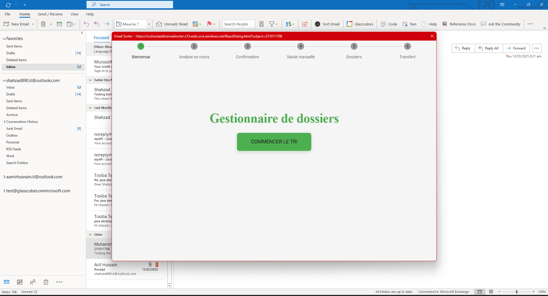 Email Sorter — Outlook Add-in