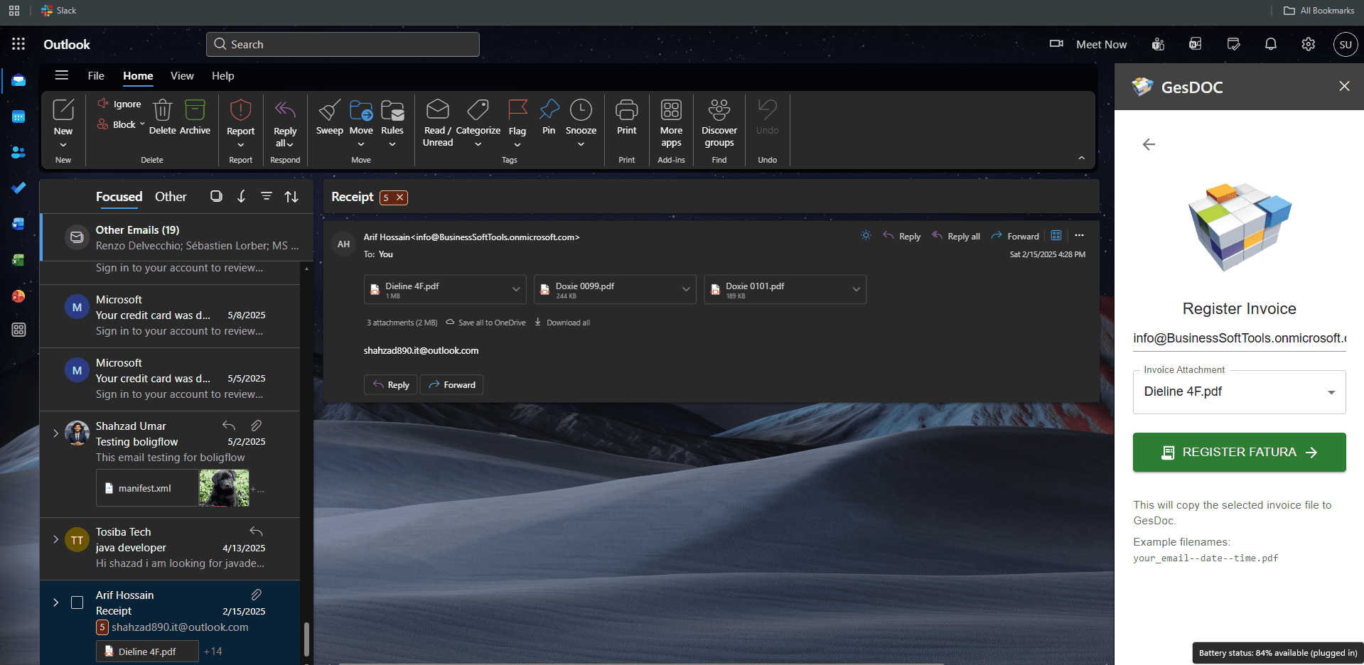 Gesdoc Outlook Addin — Outlook Add-in
