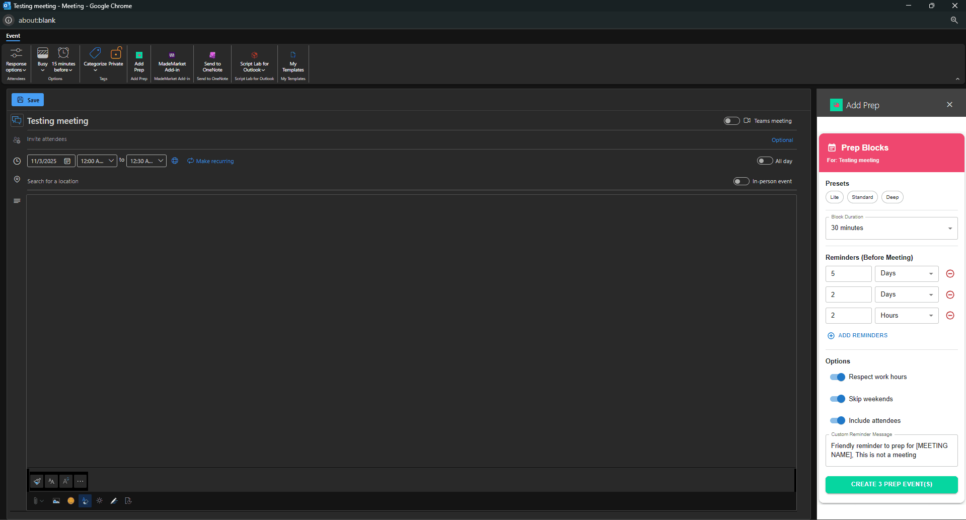Prep Reminder Outlook Calender screenshot 4