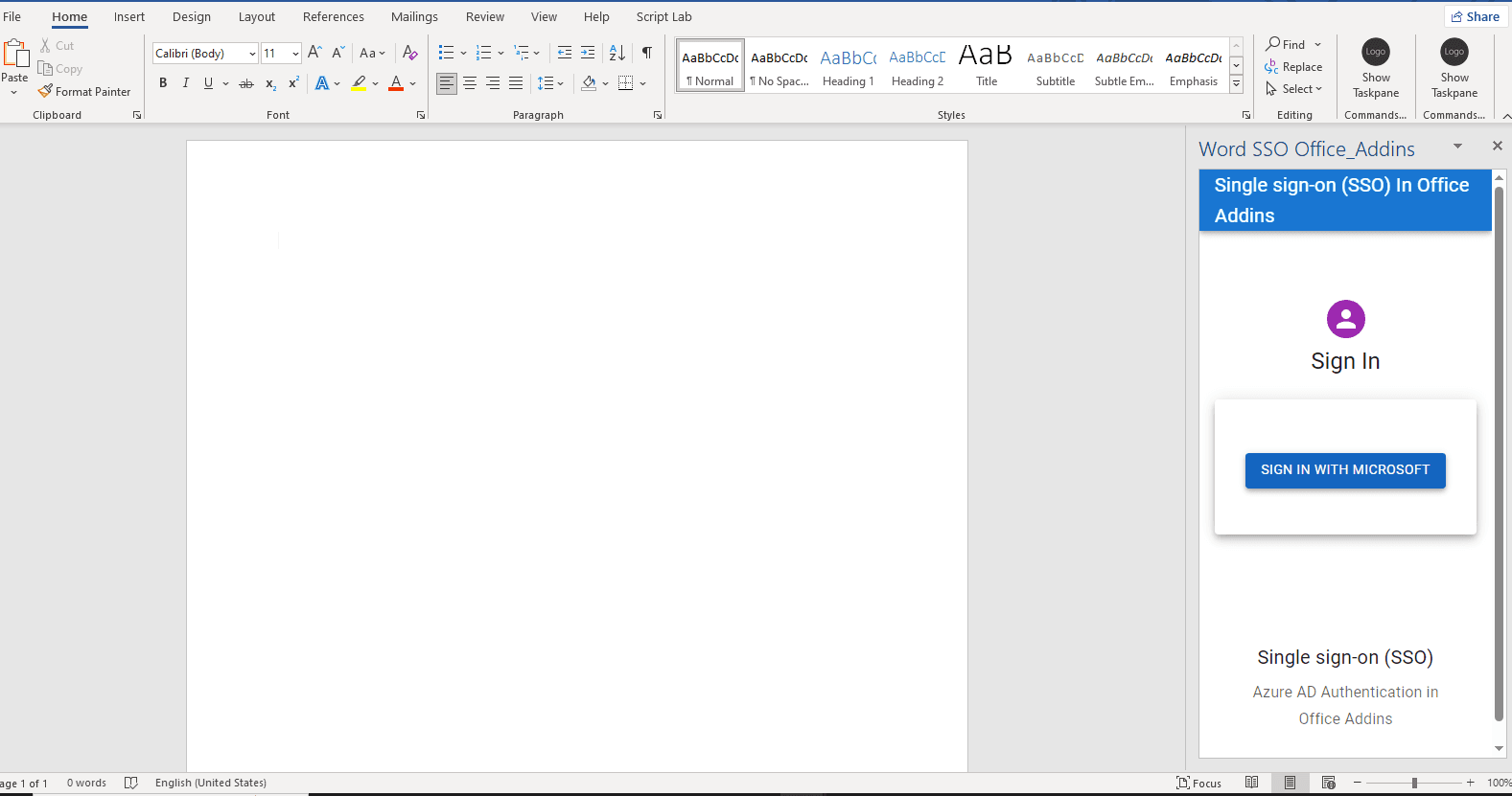 Sso — Outlook Add-in