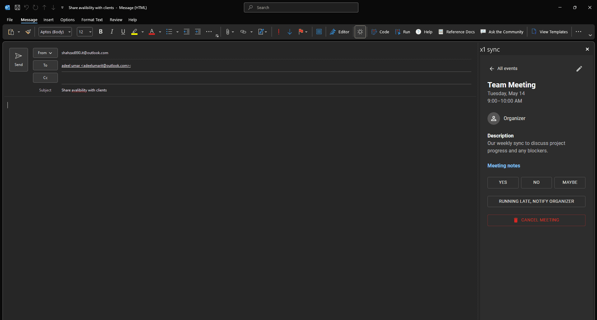 X! Sync Calender Meeting Outlook Add In screenshot 4