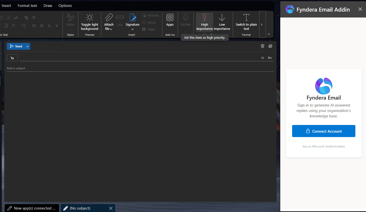 Fyendra Outlook Reply Addin — Outlook Add-in