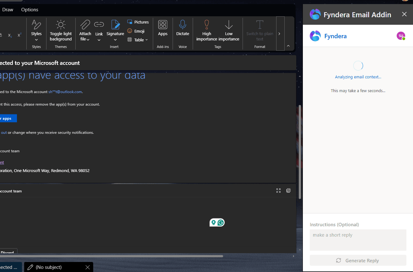 Fyendra Outlook Reply Addin screenshot 3