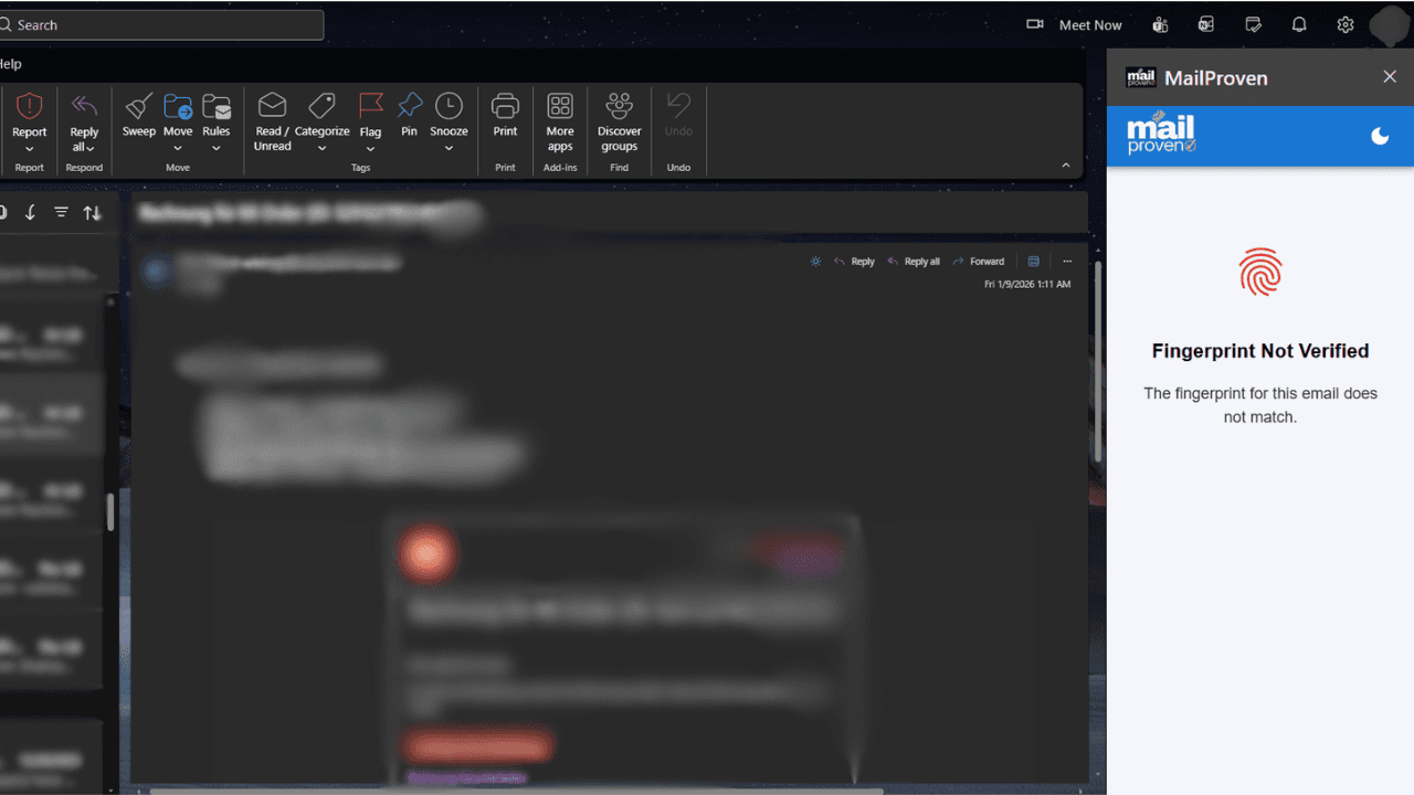 Mailproven Outlook Addon — Outlook Add-in