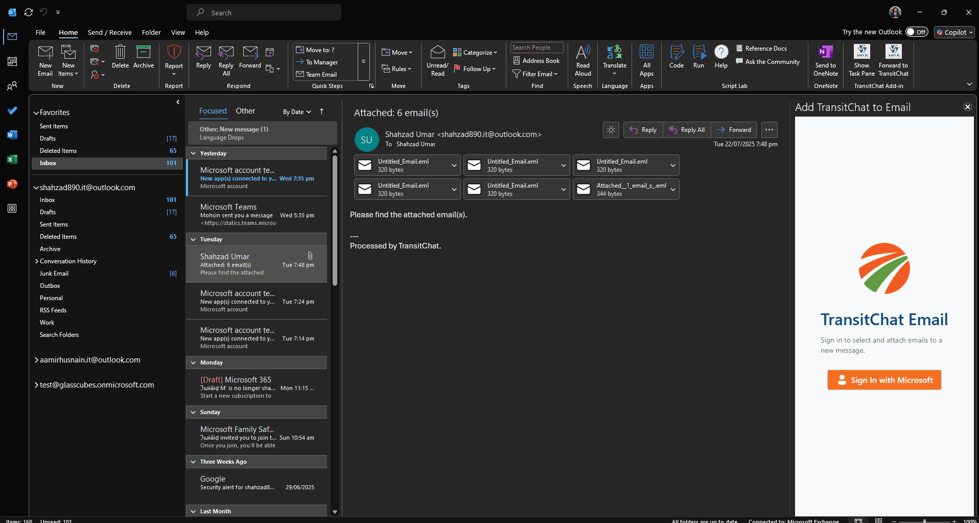 Outlook Transchit — Outlook Add-in