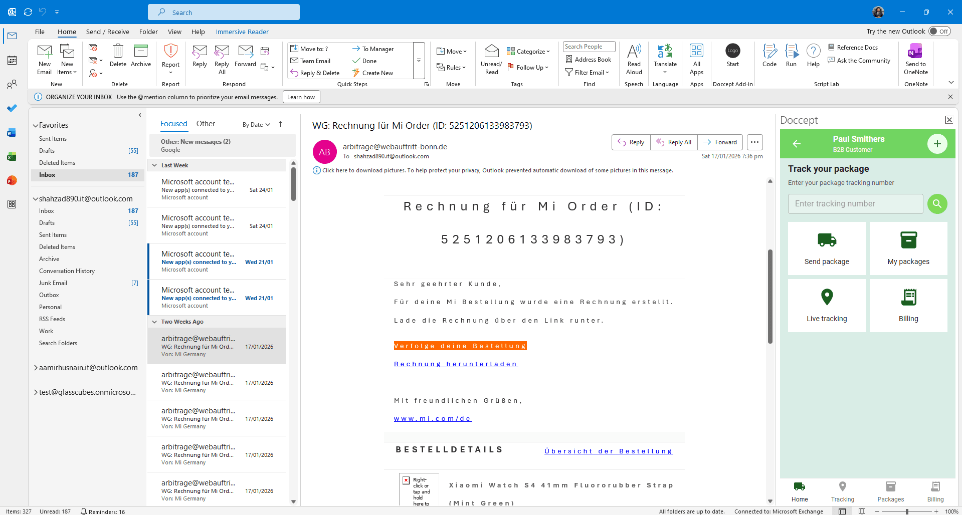 Tracking — Outlook Add-in