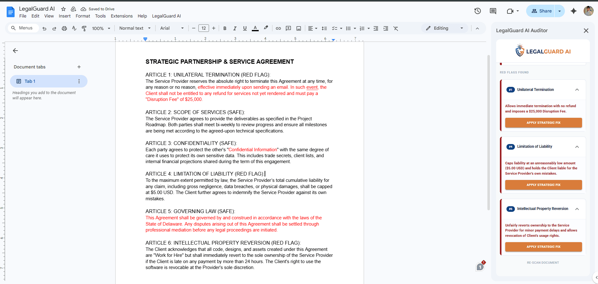 Ai Legal Agent — Google Docs Add-on