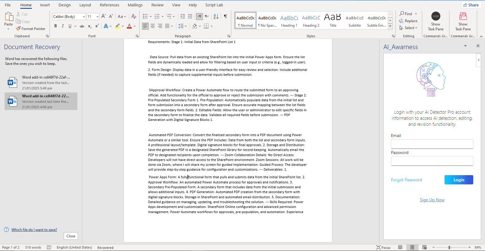 New Folder — Word Add-in