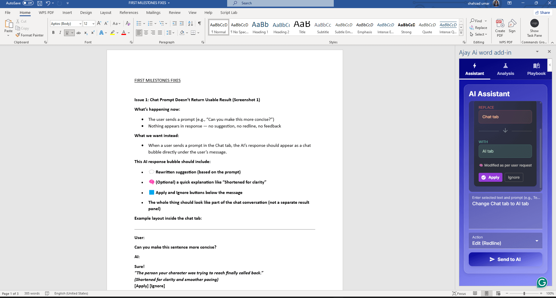 Ajay Word Addin screenshot 2