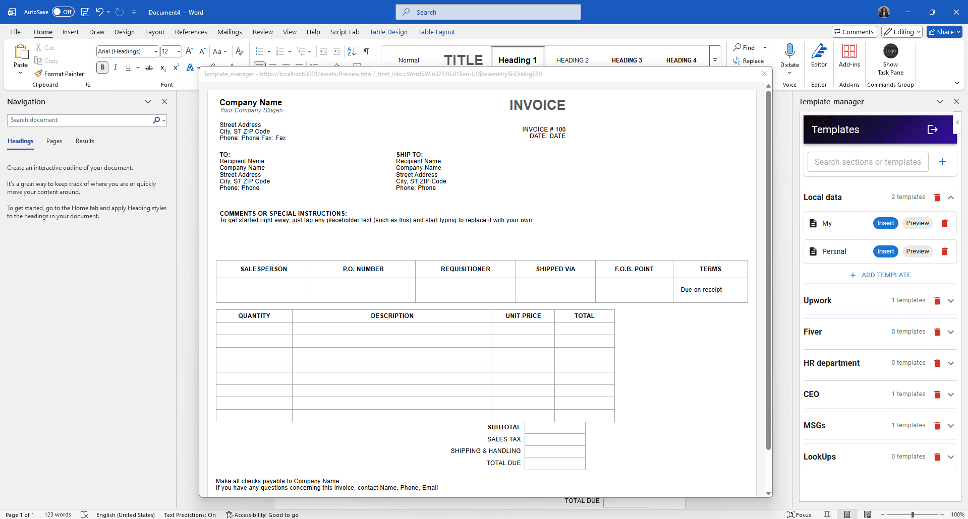 Tamplate screenshot 2