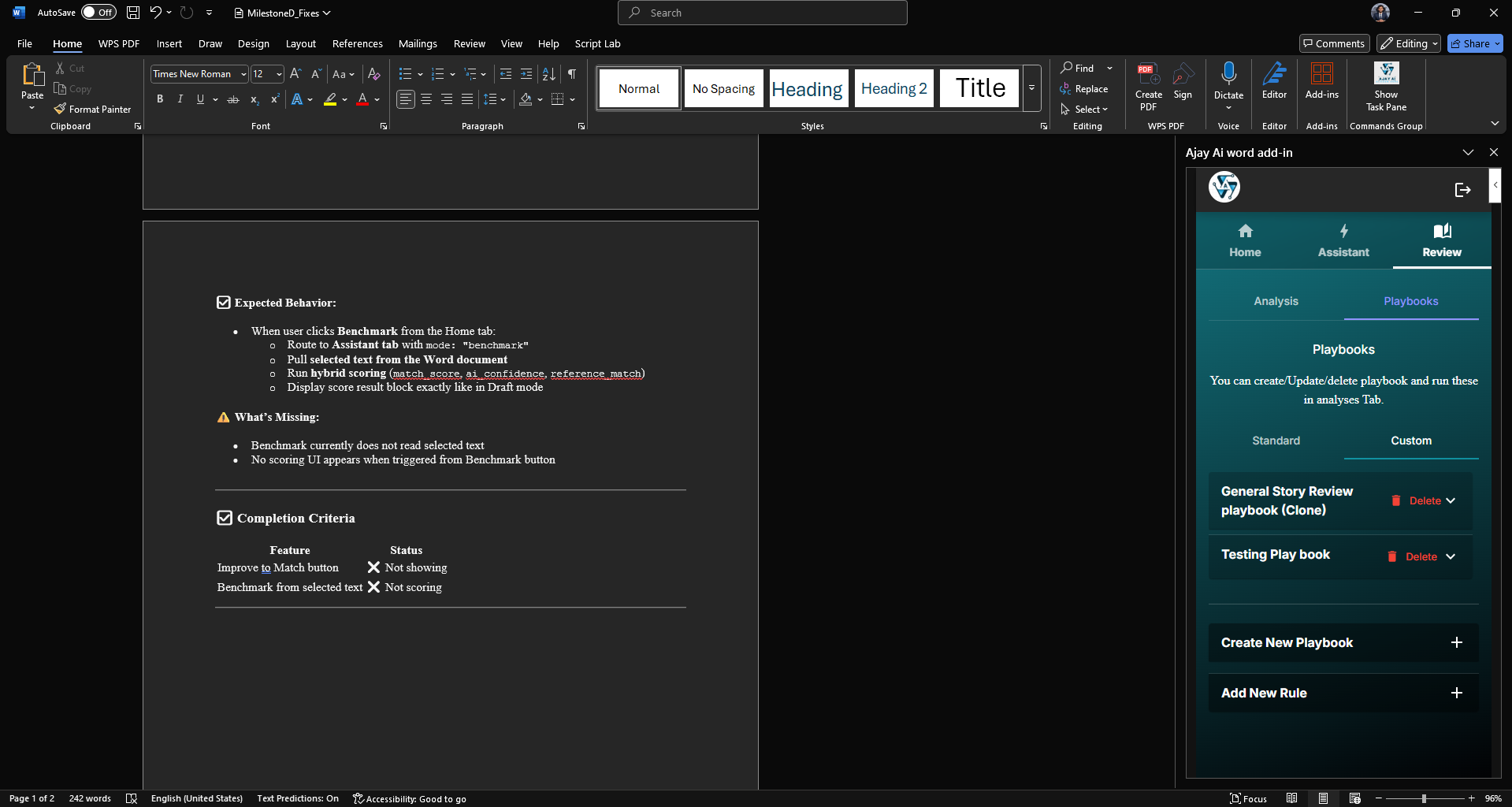 AI Word Add-in Development for Document Automation and Review Workflows